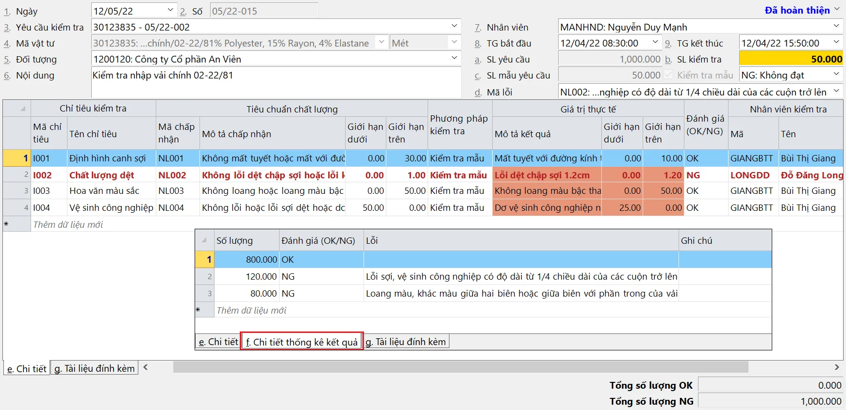 Phiếu kiểm tra chất lượng đầu vào Phiếu Kiểm tra chất lượng đầu vào